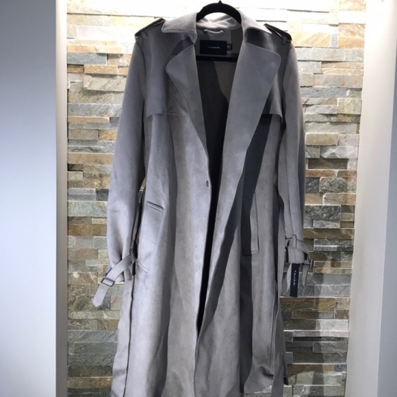 T Tahari Mel Faux Suede Trench Coat - Picture 8 of 13